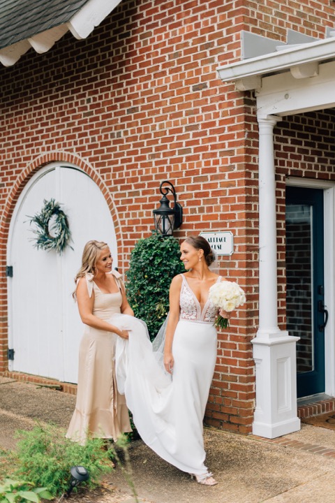 Sarah with a friend outside the Carriage House