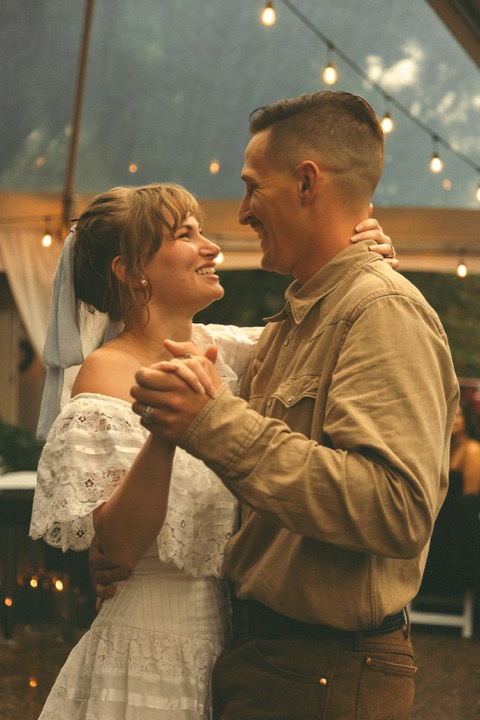 Casey and Kali smiling as they dance together