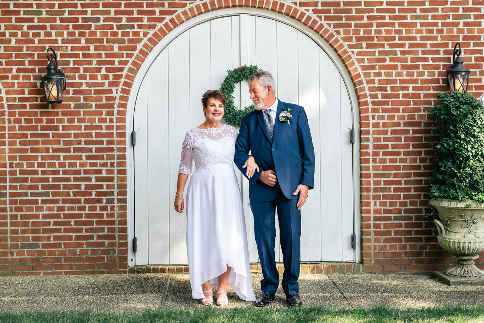 Dave and Leslie together by the Carriage House doors