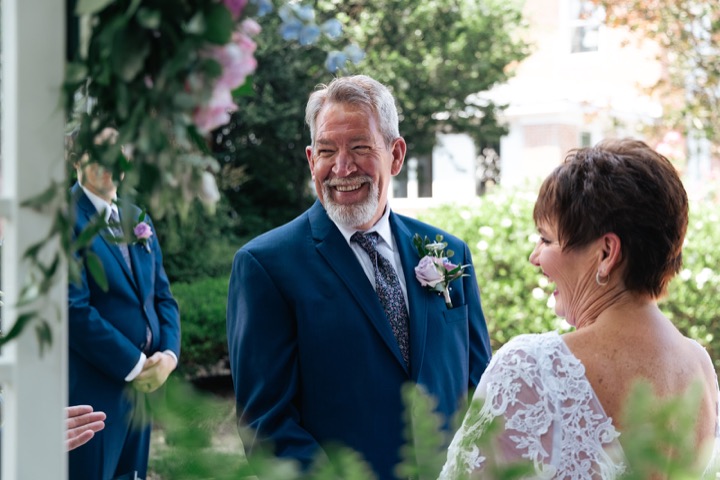 Dave laughing with Leslie during the ceremony